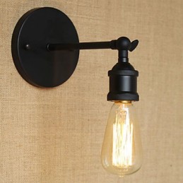 Aplique de pared minimalista de hierro forjado negro para restaurante americano, bar, cafetería, pasillo de noche