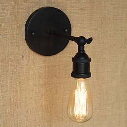 Aplique de pared minimalista de hierro forjado negro para restaurante americano, bar, cafetería, pasillo de noche