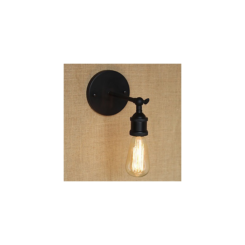 Aplique de pared minimalista de hierro forjado negro para restaurante americano, bar, cafetería, pasillo de noche