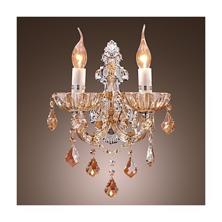 Elegante lámpara de pared de cristal con 2 luces Elegante lámpara de pared de cristal con 2 luces