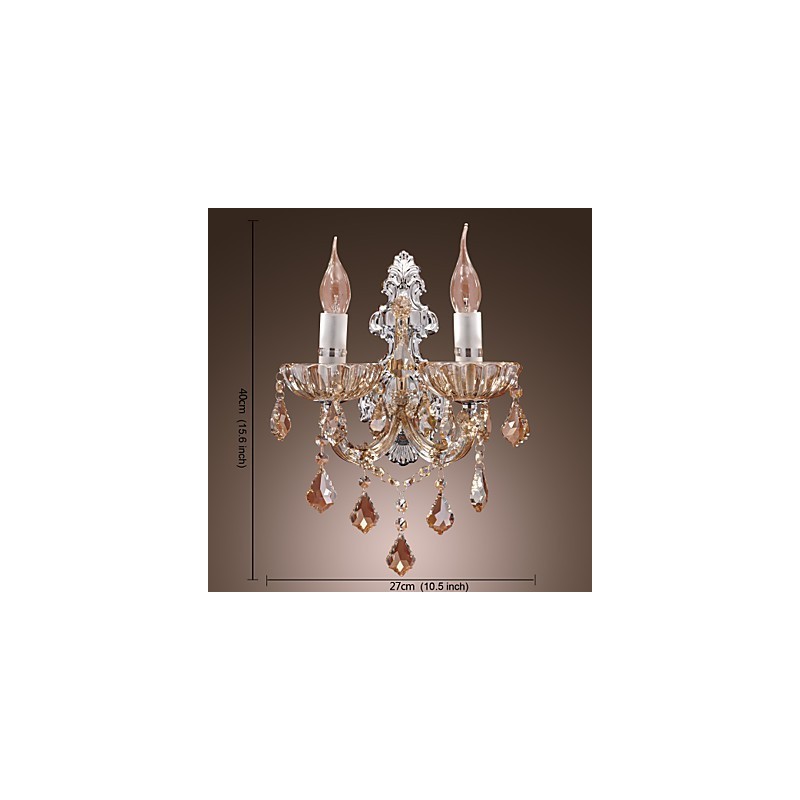 Elegante lámpara de pared de cristal con 2 luces