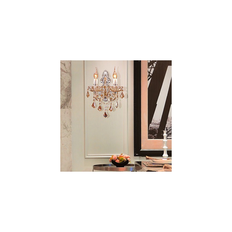 Elegante lámpara de pared de cristal con 2 luces