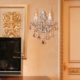 Elegante lámpara de pared de cristal con 2 luces