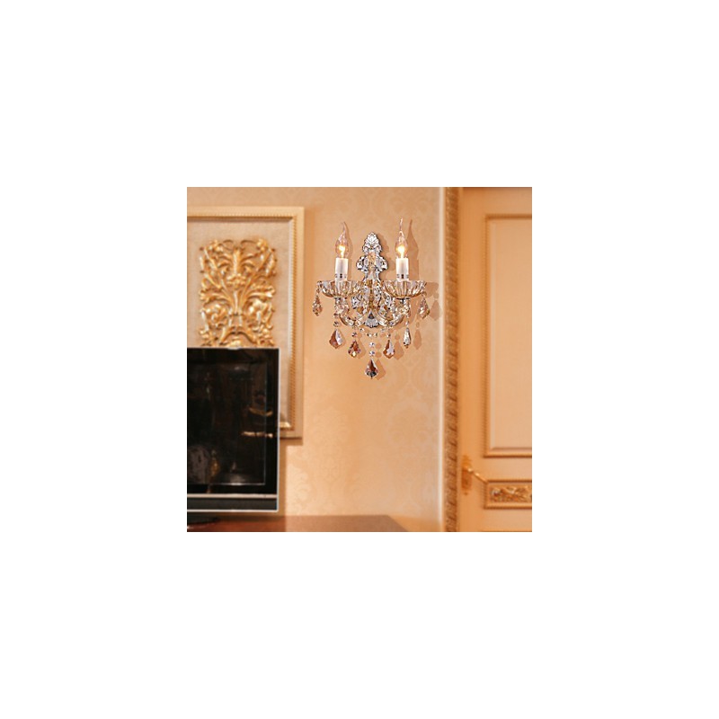 Elegante lámpara de pared de cristal con 2 luces