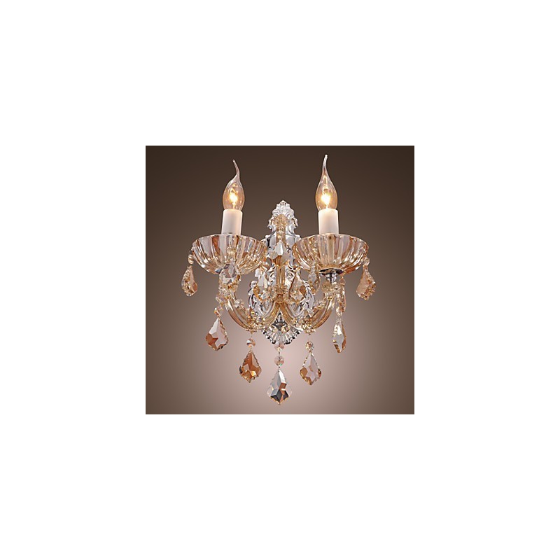 Elegante lámpara de pared de cristal con 2 luces