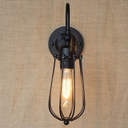 Lámpara de sala de estar estilo americano, estilo rústico, para dormitorio, balcón, minimalista, color negro mate, lámpara de noche, arte decorativo de pared