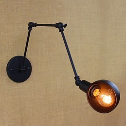 Lámpara de pared de brazo largo estilo industrial retro para pasillo, escaleras, pasillo, hierro forjado, balcón, restaurante y bar.