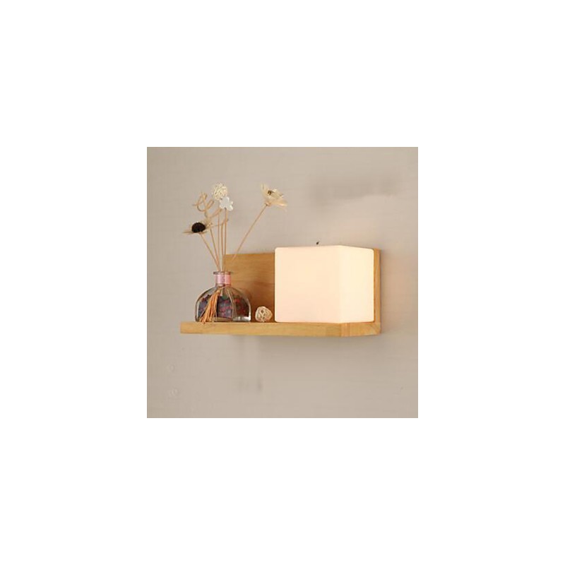 Lámpara de pared de madera maciza y vidrio, creativa, contemporánea y concisa.
