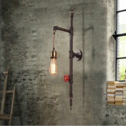 Lámpara de pared con diseño de cohete retro creativo rural de pared de tuberías