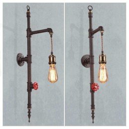 Lámpara de pared con diseño de cohete retro creativo rural de pared de tuberías