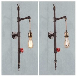Lámpara de pared con diseño de cohete retro creativo rural de pared de tuberías