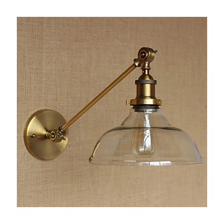 Lámpara de pared estilo retro creativo estilo americano estilo country para salón o dormitorio con brazo de latón, bronce y vidrio de hierro. Lámpara de pared estilo retro creativo estilo americano estilo country para salón o dormitorio con brazo de latón, bronce y vidrio de hierro.