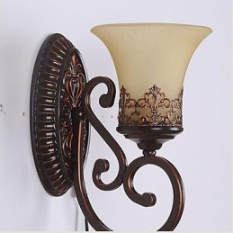 Lámpara de pared de cristal para dormitorio, estilo europeo, que restaura formas antiguas, de hierro forjado.