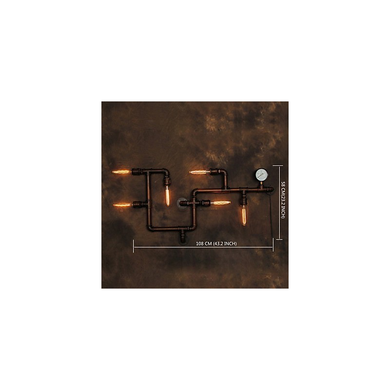 Lámpara de pared Apliques de pared 6 luces Acabado en bronce Estilo industrial Rústico Lodge Metal