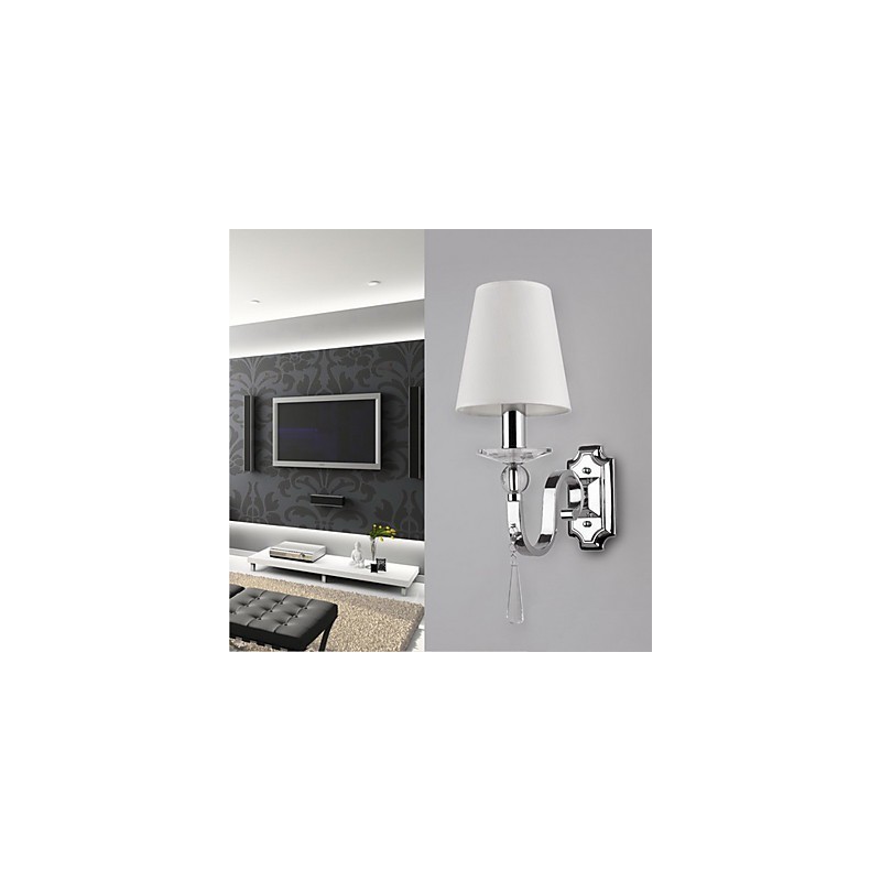 Aplique de pared blanco cálido con gotas de cristal