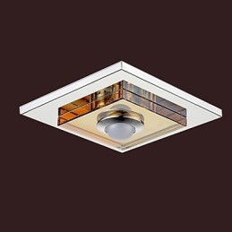 Lámpara de techo de cristal ámbar de 1 luz empotrada