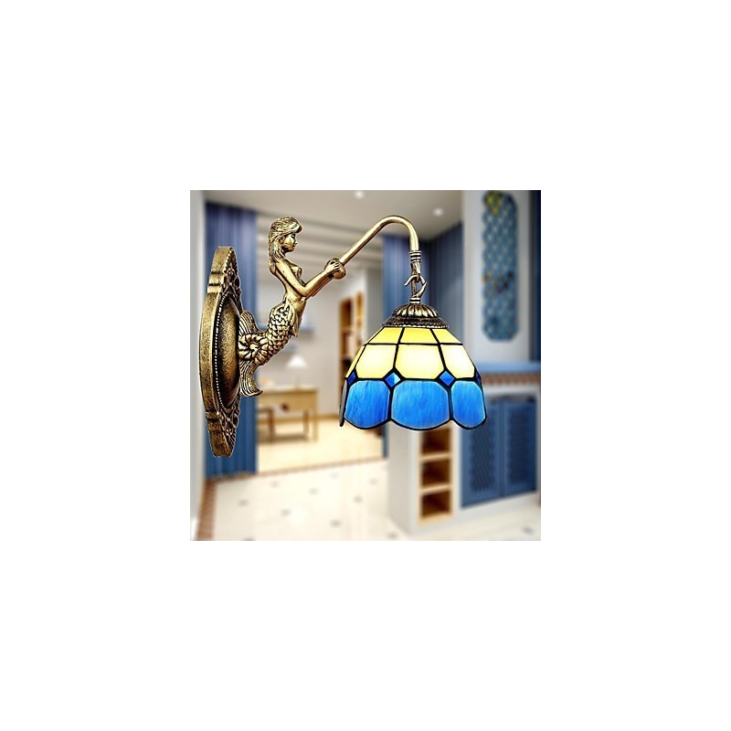 Lámpara de pared de estilo europeo que restaura formas antiguas, luces de cristal mediterráneas creativas