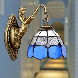 Lámpara de pared de estilo europeo que restaura formas antiguas, luces de cristal mediterráneas creativas