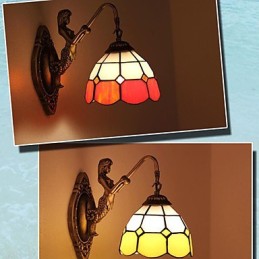 Lámpara de pared de estilo europeo que restaura formas antiguas, luces de cristal mediterráneas creativas