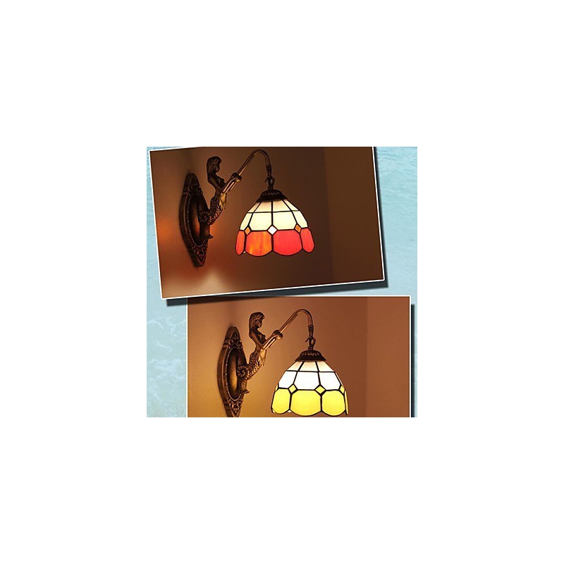 Lámpara de pared de estilo europeo que restaura formas antiguas, luces de cristal mediterráneas creativas