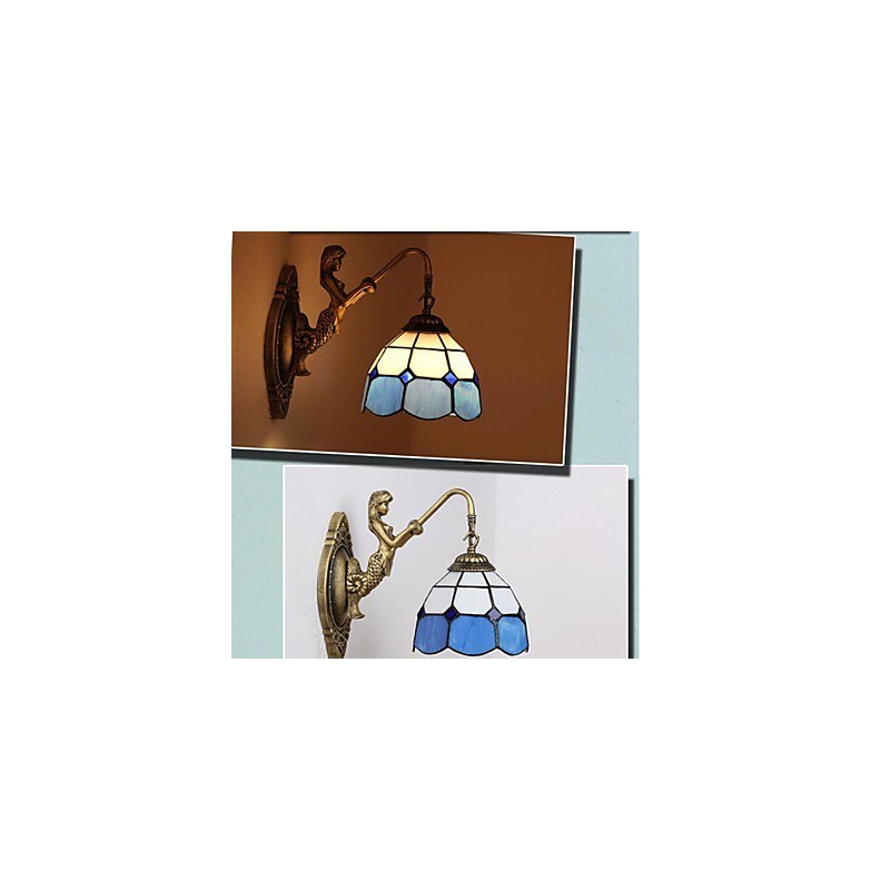 Lámpara de pared de estilo europeo que restaura formas antiguas, luces de cristal mediterráneas creativas