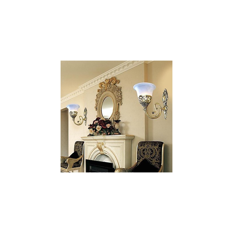 Apliques de pared de bronce con cristal muaré, estilo europeo, retro, clásico, 220 V