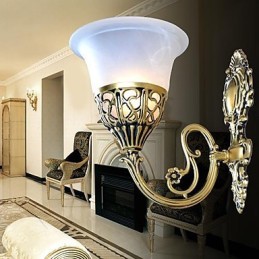 Apliques de pared de bronce con cristal muaré, estilo europeo, retro, clásico, 220 V