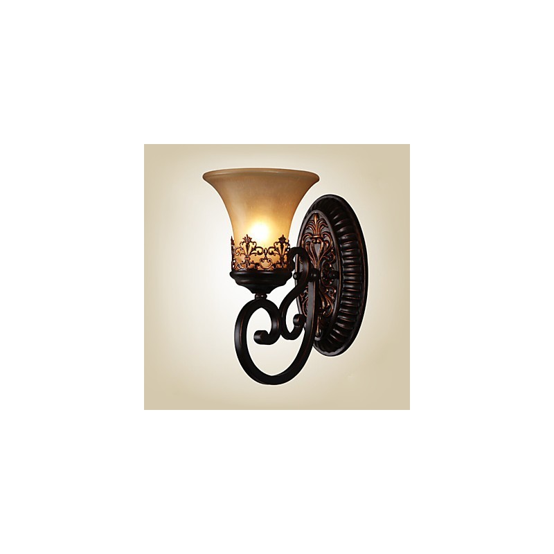 Lámparas de pared vintage de 1 luz con pantalla de vidrio y material de resina, ideal para dormitorio, sala de estar, pasillo.