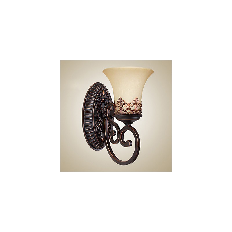 Lámparas de pared vintage de 1 luz con pantalla de vidrio y material de resina, ideal para dormitorio, sala de estar, pasillo.