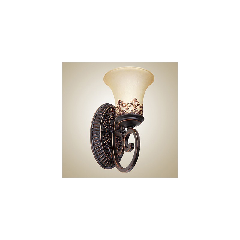 Lámparas de pared vintage de 1 luz con pantalla de vidrio y material de resina, ideal para dormitorio, sala de estar, pasillo.
