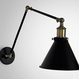 Lámpara de pared doble con sección de paraguas negra estilo loft con personalidad nostálgica industrial