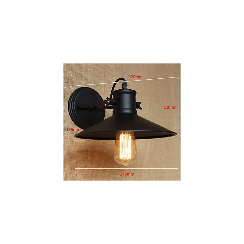 Lámpara de pared de hierro retro moderna creativa industrial de viento con pintura negra para tienda, almacén, bar, cafetería, hotel