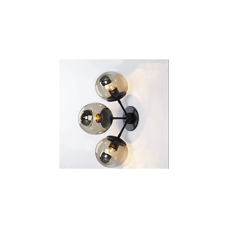Apliques de pared Bola de cristal 3 luces Apliques de pared para interior y exterior Rústico Lodge Metal