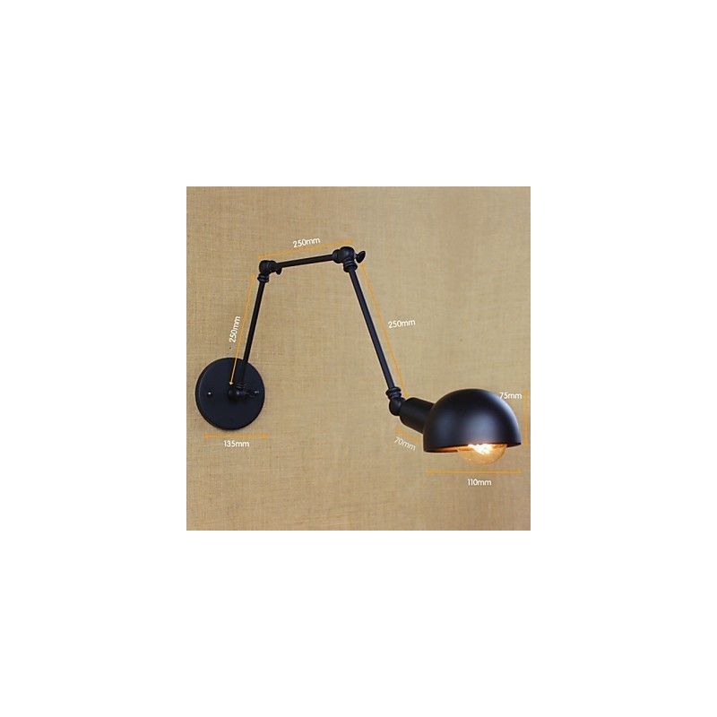 Lámpara de pared decorativa con tres luces de estilo retro para sala de estar, con brazo largo y barra angular ajustable.