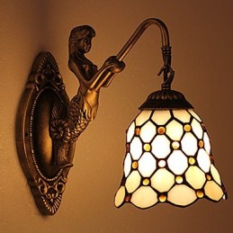 Lámpara de pared de hierro forjado creativa, estilo rural, estilo europeo, con luces de cristal