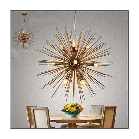 Lámpara de araña de 12 líneas creativas de cobre de imitación retro