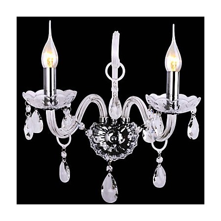 Lámparas de pared de cristal modernas con 2 luces en función de vela Lámparas de pared de cristal modernas con 2 luces en función de vela