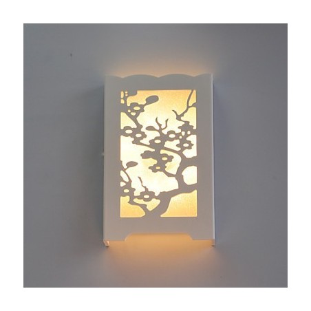 Lámpara de pared de flor de ciruelo blanca con patrones tallados o diseños en luces de carpintería Lámpara de pared de flor de ciruelo blanca con patrones tallados o diseños en luces de carpintería