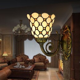 Lámpara de pared de hierro forjado creativa, estilo rural, estilo mediterráneo europeo, con luces de cristal.