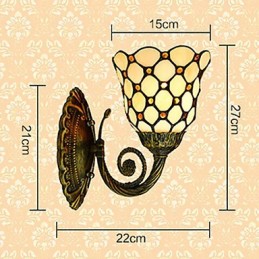 Lámpara de pared de hierro forjado creativa, estilo rural, estilo mediterráneo europeo, con luces de cristal.