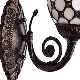 Lámpara de pared de hierro forjado creativa, estilo rural, estilo mediterráneo europeo, con luces de cristal.