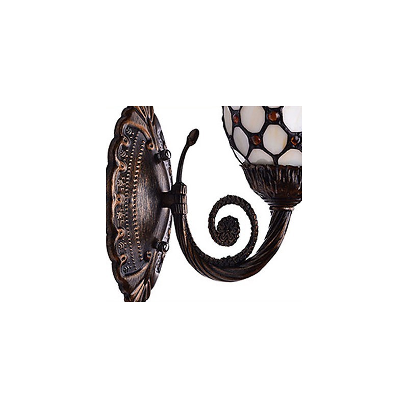 Lámpara de pared de hierro forjado creativa, estilo rural, estilo mediterráneo europeo, con luces de cristal.