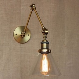 Aplique de pared de bronce decorado con estilo industrial, retro, vintage, para dormitorio, iglesia y salón.