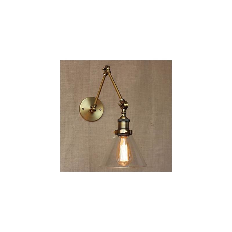 Aplique de pared de bronce decorado con estilo industrial, retro, vintage, para dormitorio, iglesia y salón.