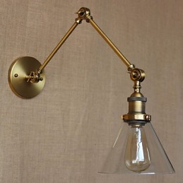 Aplique de pared de bronce decorado con estilo industrial, retro, vintage, para dormitorio, iglesia y salón.