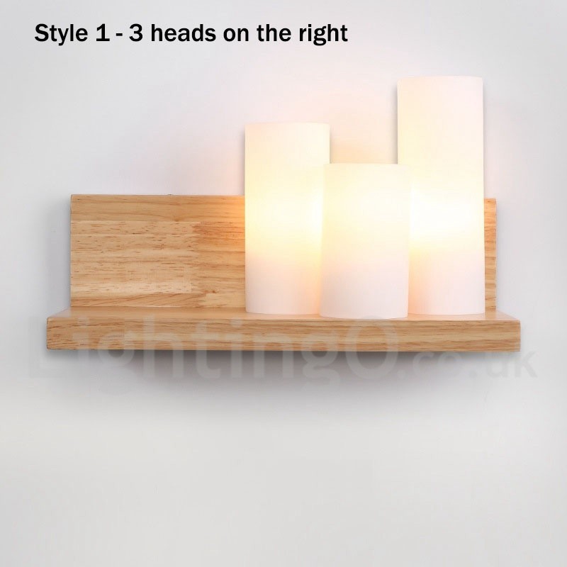 Apliques de pared estilo mini con pantallas de vidrio, modernos y contemporáneos, de madera y bambú.