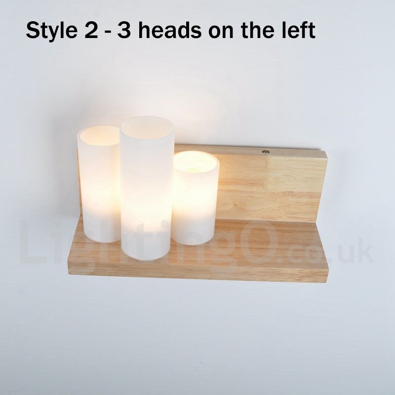 Apliques de pared estilo mini con pantallas de vidrio, modernos y contemporáneos, de madera y bambú.