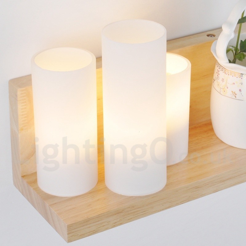 Apliques de pared estilo mini con pantallas de vidrio, modernos y contemporáneos, de madera y bambú.
