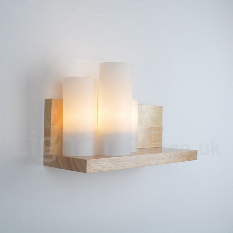 Apliques de pared estilo mini con pantallas de vidrio, modernos y contemporáneos, de madera y bambú.