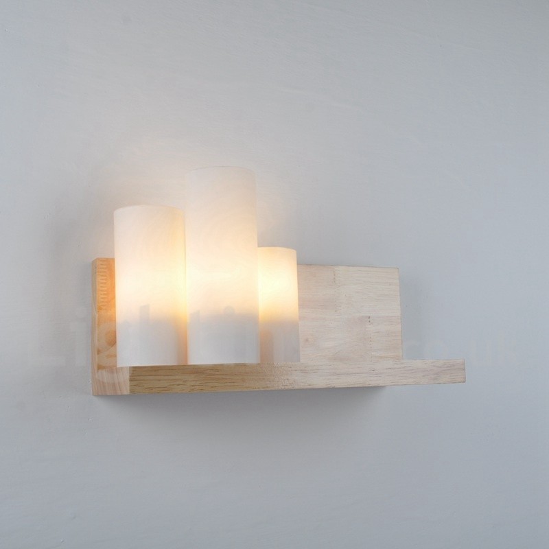 Apliques de pared estilo mini con pantallas de vidrio, modernos y contemporáneos, de madera y bambú.